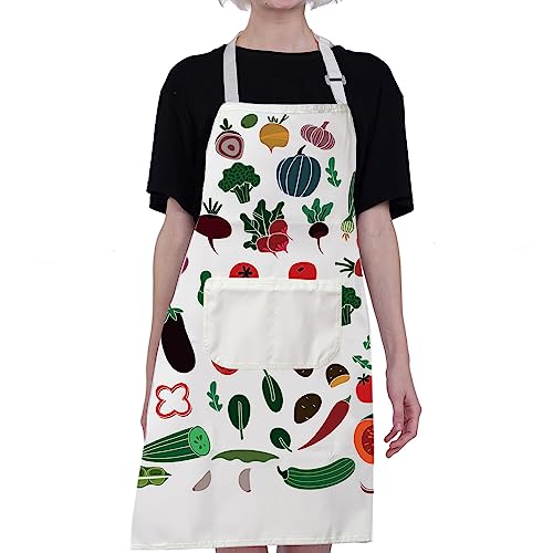 CMNIM Vegetable Apron Vegetable Cooking Apron With Pockets Kitchen Baking Gardening Apron Chef BBQ Grilling Waterproof Apron (Vegetable Apron)