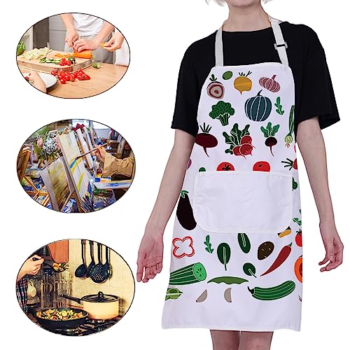 CMNIM Vegetable Apron Vegetable Cooking Apron With Pockets Kitchen Baking Gardening Apron Chef BBQ Grilling Waterproof Apron (Vegetable Apron)