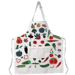 CMNIM Vegetable Apron Vegetable Cooking Apron With Pockets Kitchen Baking Gardening Apron Chef BBQ Grilling Waterproof Apron (Vegetable Apron)