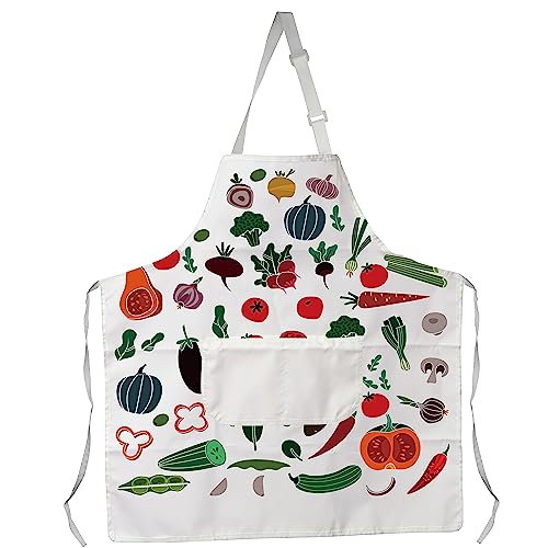 CMNIM Vegetable Apron Vegetable Cooking Apron With Pockets Kitchen Baking Gardening Apron Chef BBQ Grilling Waterproof Apron (Vegetable Apron)