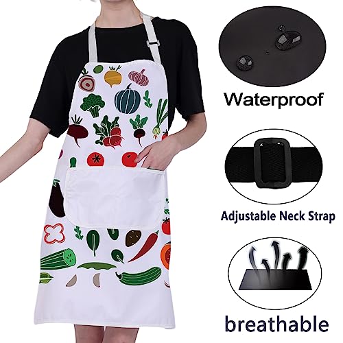 CMNIM Vegetable Apron Vegetable Cooking Apron With Pockets Kitchen Baking Gardening Apron Chef BBQ Grilling Waterproof Apron (Vegetable Apron)