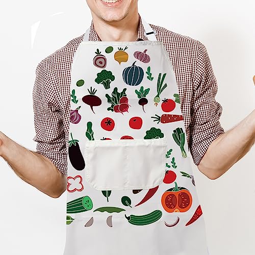 CMNIM Vegetable Apron Vegetable Cooking Apron With Pockets Kitchen Baking Gardening Apron Chef BBQ Grilling Waterproof Apron (Vegetable Apron)