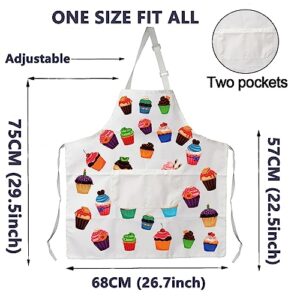 Cake Apron With 2 Pockets Cooking Baking Aprons for Women Kitchen Chef Aprons Cute Cupcake Aprons Gifts for Bake Lover Apron (Cake Apron)