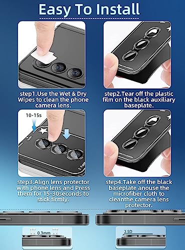 ZXZone [2Packs For Samsung Galaxy Z Fold5 Lens Protector, Premium Tempered Glass Glitter Diamond Metal Camera Lens Protector for Samsung Galaxy Z Fold 5 (Black)