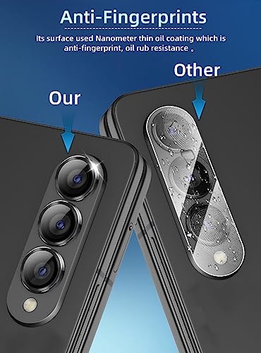 ZXZone [2Packs For Samsung Galaxy Z Fold5 Lens Protector, Premium Tempered Glass Glitter Diamond Metal Camera Lens Protector for Samsung Galaxy Z Fold 5 (Black)