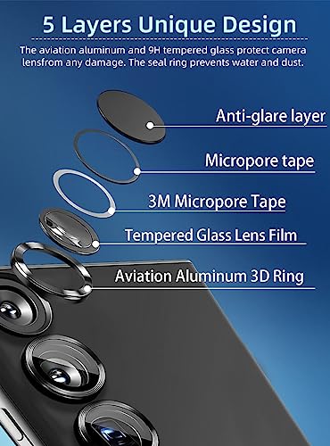 ZXZone [2Packs For Samsung Galaxy Z Fold5 Lens Protector, Premium Tempered Glass Glitter Diamond Metal Camera Lens Protector for Samsung Galaxy Z Fold 5 (Black)