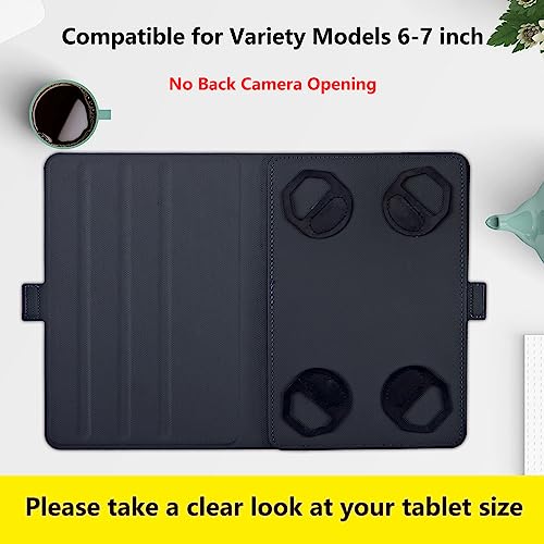 6 7 Inch Tablet Case,Universal Case for 6-7 Inch Tablet eReader,7" Kindle Series e-Reader Tablet Stand Folio Shell Cover with 360 Degree Rotatable Kickstand Multiple Viewing,Water Fire Basketballs