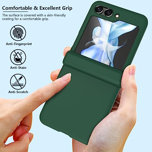 BOOLAKOS for Samsung Galaxy Z Flip 5 Case with Hinge Protection, Slim Thin Shockproof Hard Protective Phone Case Cover (Green)