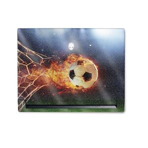 mightyskins glossy glitter skin compatible with alienware m18 r1 (2023) full wrap kit - flaming soccer ball | protective, durable high-gloss glitter finish | easy to apply | made in the usa