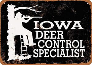 fafush 8 x 12 metal sign - iowa deer control specialist - vintage look