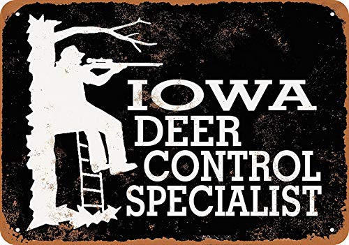 Fafush 8 x 12 Metal Sign - Iowa Deer Control Specialist - Vintage Look