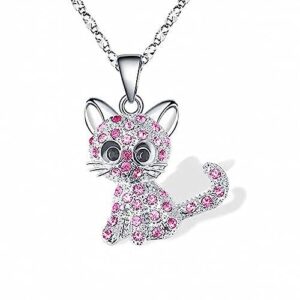 crystal cat necklace kitten kitty pink white bling colurful rainbow moon sun lover pendant chain 3d glass gem tails egyptian ra god gold cute chibi kawaii flower garden frog toad swamp lillypad lilly pad cute kawaii blue sunflower animal silver honey bee