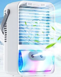 portable air conditioner for personal with 3 wind speeds,mini evaporative air cooler fan,usb air personal conditioner with 7 colour led lights,small air conditioner for bedroom,office and outdoors