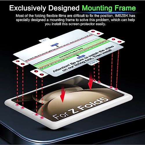 IMBZBK 9 in 1 for Samsung Galaxy Z Fold 5 Screen Protector [3 Pack Inside Flexible Film + 3 Pack Front Tempered Glass] With 3 Pack Camera Lens Protector Accessories With Mounting Frame No bubbles