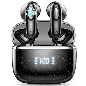 wireless earbuds, bluetooth earbuds with 4 hd mic, 2023 light weight in-ear bluetooth 5.3 headphones, 40hrs playtime ear buds with led charging case/ip7 waterproof/sport earphones for android ios