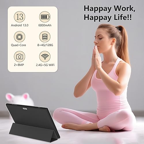 2023 Newest Android 13 Tablet 10 Inch, 12GB RAM 128GB ROM/1TB Expandable Tablet PC, 2 in 1 Tablets with Keyboard, Quad-Core 2.0GHz CPU HD Screen, Google Certified 5G WiFi 6 BT 5.0, 8MP Camera Tableta