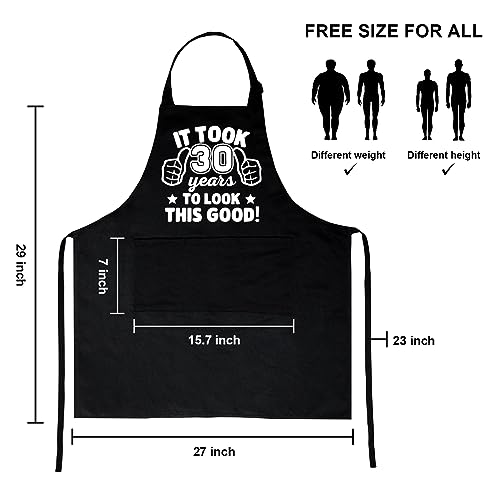 30th Birthday Gifts for Men Women, 1993 Happy 30th Birthday Gift Ideas, 30th Chef Aprons for Men with 3 Pockets, Funny Cooking Aprons for 30 Years Old Men, Women, Husband, Wife, Son, Daughter, Friend