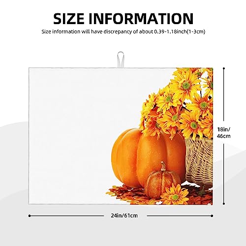 Autumn Pumpkins Sunflowers Absorbent Microfiber Dish Drying Mat Microfiber Quick Dry Pad for Kitchen Counter Coffee Bar Washing Dishes 18x24in