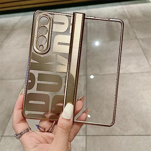 Compatible with Galaxy Z Fold 4 Case with Built-in Screen Protector | Hinge Protection | Full Body Ultra-Thin Anti-Scratches Shockproof Protective Phone Cover for Samsung Galaxy Z Fold4, Gold