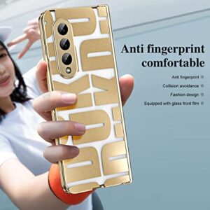 Compatible with Galaxy Z Fold 4 Case with Built-in Screen Protector | Hinge Protection | Full Body Ultra-Thin Anti-Scratches Shockproof Protective Phone Cover for Samsung Galaxy Z Fold4, Gold