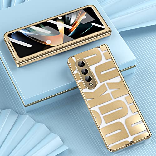 Compatible with Galaxy Z Fold 4 Case with Built-in Screen Protector | Hinge Protection | Full Body Ultra-Thin Anti-Scratches Shockproof Protective Phone Cover for Samsung Galaxy Z Fold4, Gold