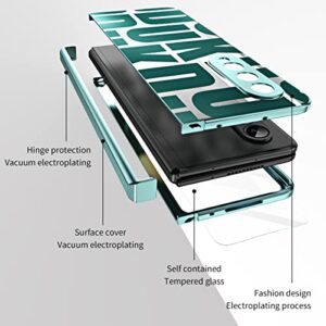 Compatible with Samsung Z Fold4 Phone Case with Built-in Screen Protector | Hinge Protection | Full Body Ultra-Thin Anti-Scratches Shockproof Protective Cover for Samsung Galaxy Z Fold 4 5G, Green