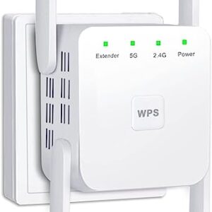 WiFi Extender, 5G 1200Mbps Dual Band WiFi Extenders Signal Booster for Home, Device Servers WiFi Booster Covers Up to 7000 Sq.ft and 20 Devices, 1200Mbps Wireless Signal Repeater with Ethernet (White)