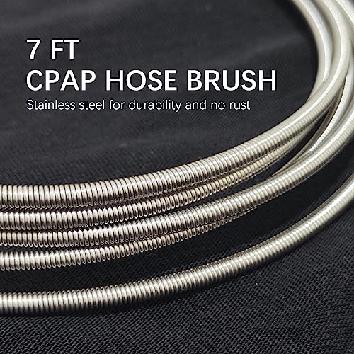 CPAP Tube Cleaning Brush, Hose Brush, 7 ft, Stainless Steel, with Mask Brush, for Universal Hose Diameters 19mm and 15mm (Blue)