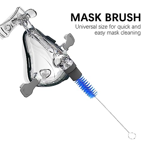 CPAP Tube Cleaning Brush, Hose Brush, 7 ft, Stainless Steel, with Mask Brush, for Universal Hose Diameters 19mm and 15mm (Blue)