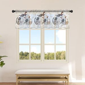 chiffon window valance kitchen curtains fall thanksgiving pumpkin gold foil,rod pocket tier curtain light filter panel,farm floral golden leaf white windows valances drapes for bedroom 54x18in