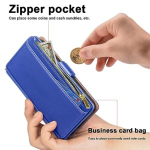 Antsturdy for iPhone 13 Pro Wallet case Women with Card Holder,PU Leather 【RFID Blocking】 iPhone 13 Pro Phone case Men Flip Folio Shockproof Cover with Strap Zipper Credit Card Slots,Purple Blue