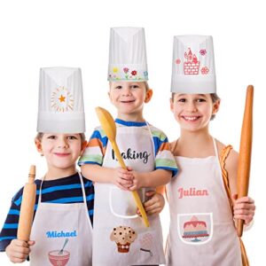 Ecoofor 12 Pieces Kid Aprons, Kid Chef Aprons with Pocket Children Chef Apron for Boys Girl's Kitchen Cooking Baking Painting Wear (Ages 5-12)