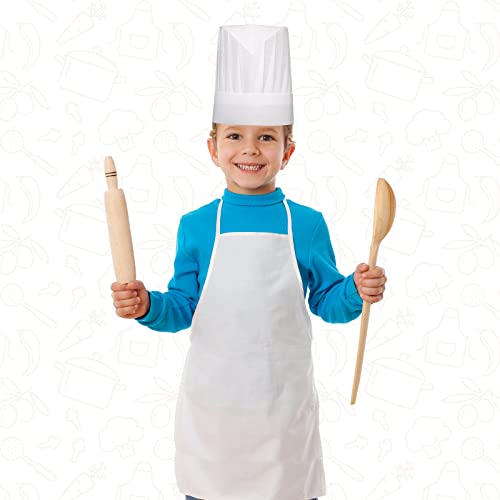 Ecoofor 12 Pieces Kid Aprons, Kid Chef Aprons with Pocket Children Chef Apron for Boys Girl's Kitchen Cooking Baking Painting Wear (Ages 5-12)