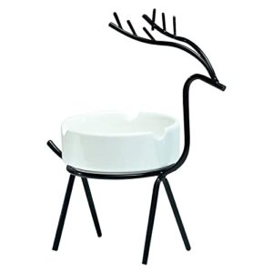 ashtrays, metal deer ashtray holder for smokers, ceramic ashtray for cigarettes, fashion ash tray for home office, smoking ashtray for indoor and outdoor use