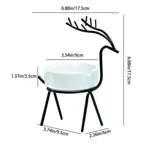 Ashtrays, Metal Deer Ashtray Holder for Smokers, Ceramic Ashtray for Cigarettes, Fashion Ash Tray for Home Office, Smoking Ashtray for Indoor and Outdoor Use
