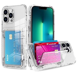 marphe wallet case for iphone 13 pro max with 3 credit card holder slot shockproof hybrid heavy duty protection clear phone cover compatible with iphone 13 pro max 6.7 inch