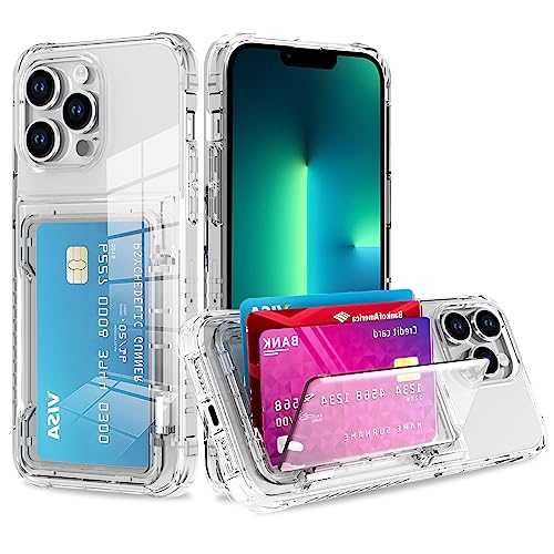 Marphe Wallet Case for iPhone 13 Pro Max with 3 Credit Card Holder Slot Shockproof Hybrid Heavy Duty Protection Clear Phone Cover Compatible with iPhone 13 Pro Max 6.7 Inch