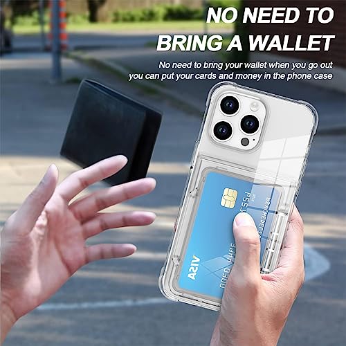 Marphe Wallet Case for iPhone 13 Pro Max with 3 Credit Card Holder Slot Shockproof Hybrid Heavy Duty Protection Clear Phone Cover Compatible with iPhone 13 Pro Max 6.7 Inch