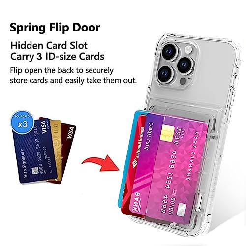 Marphe Wallet Case for iPhone 13 Pro Max with 3 Credit Card Holder Slot Shockproof Hybrid Heavy Duty Protection Clear Phone Cover Compatible with iPhone 13 Pro Max 6.7 Inch