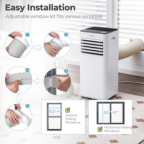 Portable Air Conditioners, SIMOE 10000BTU Portable AC Unit with Dehumidifier & Fan Mode, Rooms up to 350 sq.ft, with Remote Control & 24Hrs Timer, Installation Kit Included, for Home Garage