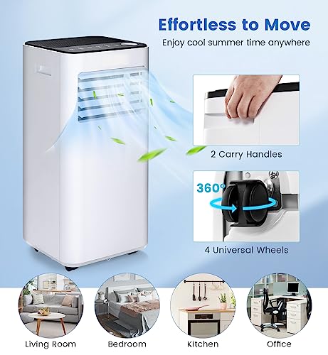 Portable Air Conditioners, SIMOE 10000BTU Portable AC Unit with Dehumidifier & Fan Mode, Rooms up to 350 sq.ft, with Remote Control & 24Hrs Timer, Installation Kit Included, for Home Garage