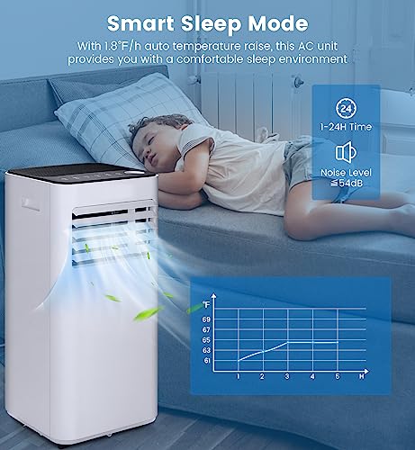 Portable Air Conditioners, SIMOE 10000BTU Portable AC Unit with Dehumidifier & Fan Mode, Rooms up to 350 sq.ft, with Remote Control & 24Hrs Timer, Installation Kit Included, for Home Garage