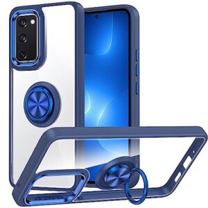 silverback for galaxy s20 fe 5g case clear with ring stand, shockproof protective slim lightweight phone case for samsung galaxy s20 fe 5g 6.5 inch, blue clear