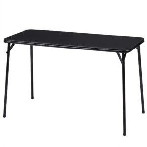 vecelo folding table desk 47’’ with collapsible legs & vinyl upholstery, no assembly needed, metal, black, 47'' x 20'