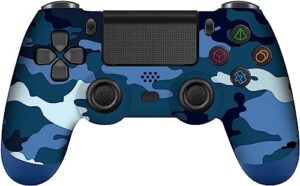 adhlek wireless controller for ps4/slim/pro,with dual vibration game joystick remote camo blue