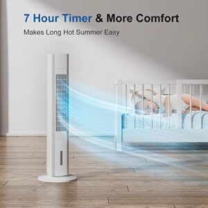 35’’ Evaporative Cooler Tower Fan 3-IN-1 Portable Air Conditioner, Remote Control, 120 Degree Oscillation, 3 Speeds, Normal/Sleep/Cool Modes, 7 Hour Timer & 4 Ice Packs for Home Office School Outdoor