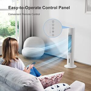 35’’ Evaporative Cooler Tower Fan 3-IN-1 Portable Air Conditioner, Remote Control, 120 Degree Oscillation, 3 Speeds, Normal/Sleep/Cool Modes, 7 Hour Timer & 4 Ice Packs for Home Office School Outdoor