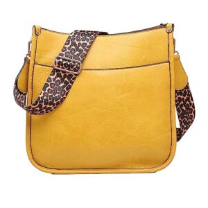 jen & co. m1977-md chloe adjustable/removable strap vegan leather crossbody shoulder bag purse, mustard yellow