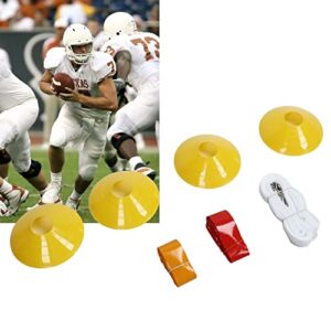 bonwuno flag football set, 10 player football belts flags kit 10 belts 4 cone 30 flags for playing (red and yellow)