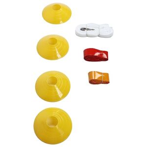 Bonwuno Flag Football Set, 10 Player Football Belts Flags Kit 10 Belts 4 Cone 30 Flags for Playing (Red and Yellow)